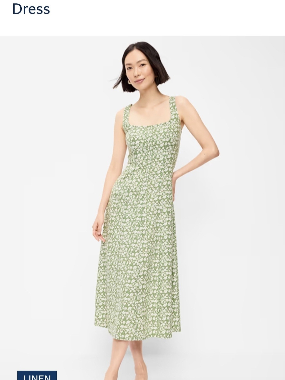 Fit N Flare Sleeveless Linen Blend Midi Dress - Brand New W/ Tags